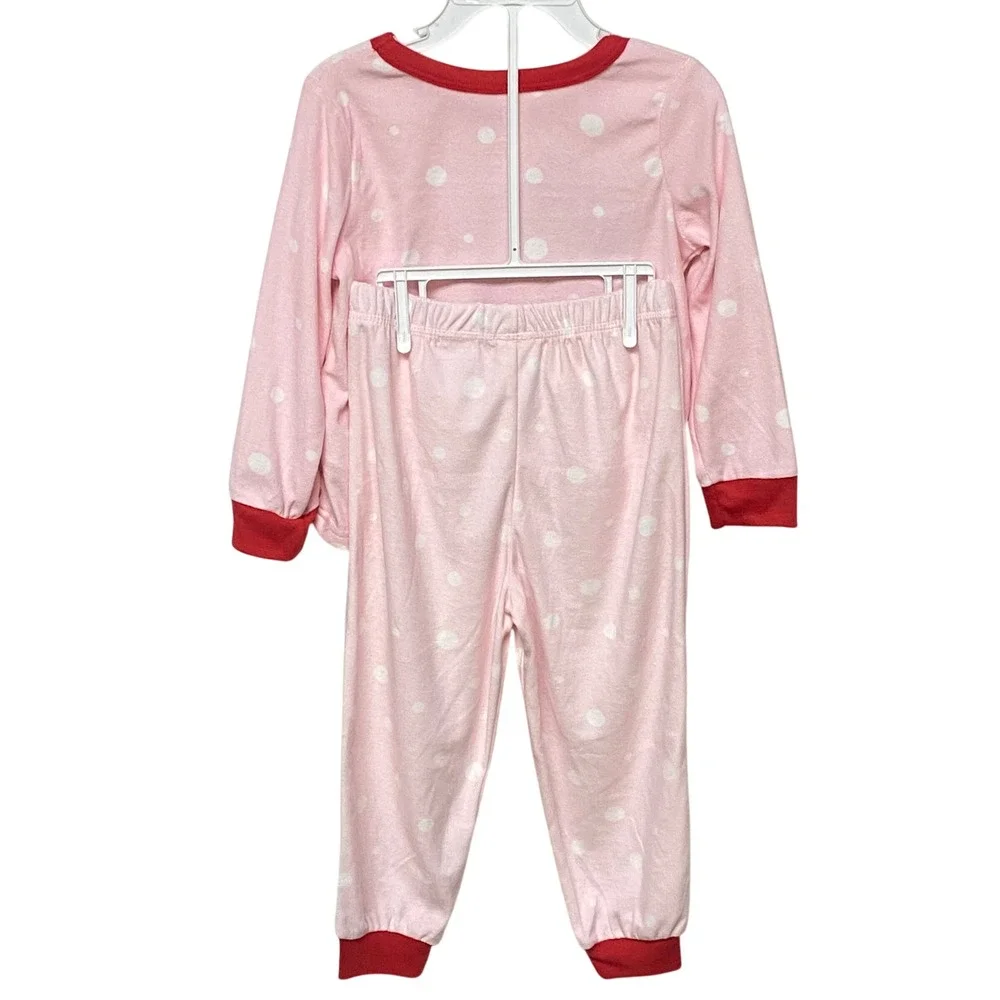 Disney Minnie‎ Mouse Christmas Pajamas Girls 4T Pink Polka Dot NWT
